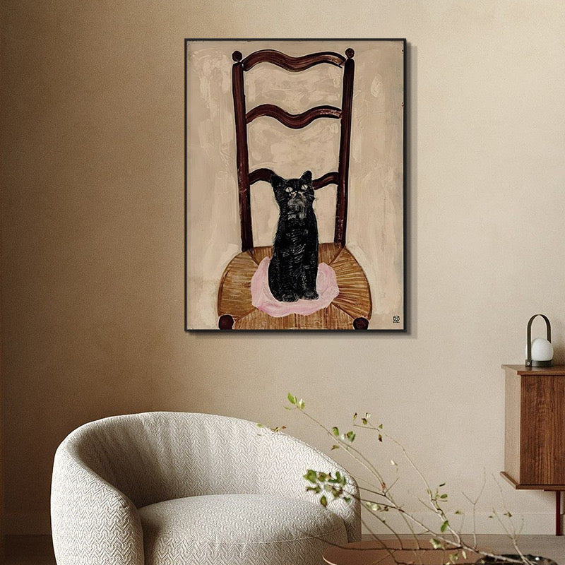 Chair Cat Vintage Wall Art 12×16 in