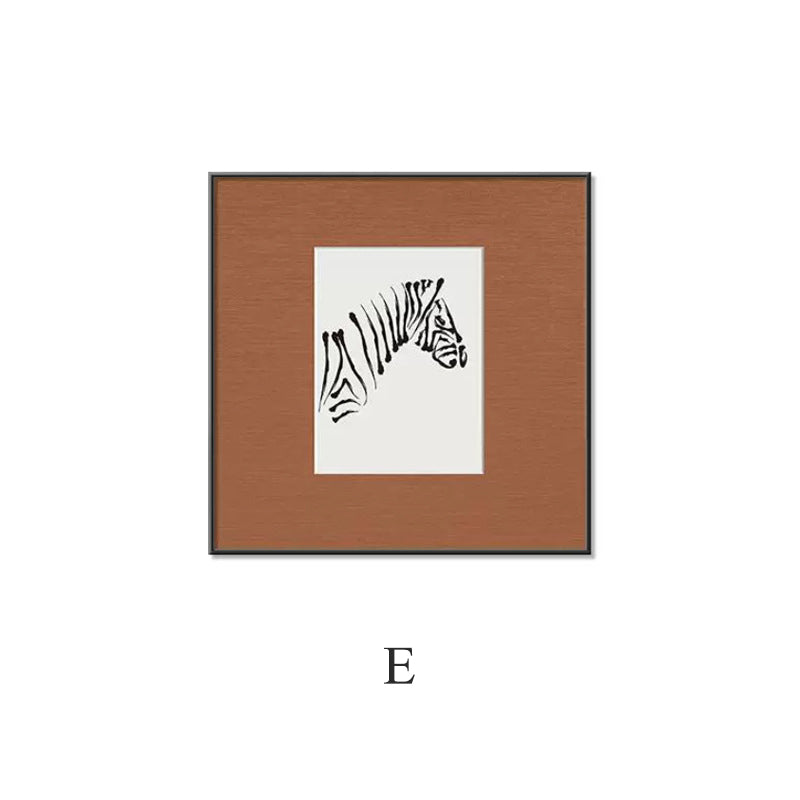 Minimalist Lines Zebra Modern Abstract Wall Art 12×12 in
