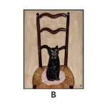 Chair Cat Vintage Wall Art 12×16 in